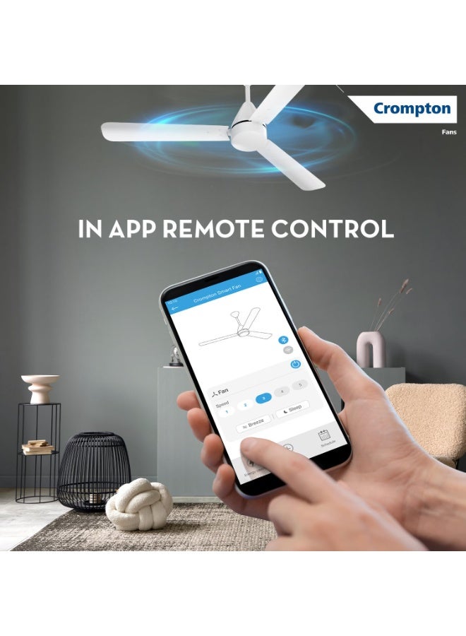Crompton Energion Hyperjet Smart 1200mm BLDC Ceiling Fan | Wi-Fi, Bluetooth & Remote | Alexa & Ok Google | BEE 5 Star Energy Rated | High Air Delivery | 2 Year Manufacturer Warranty | Opal White - Image 5